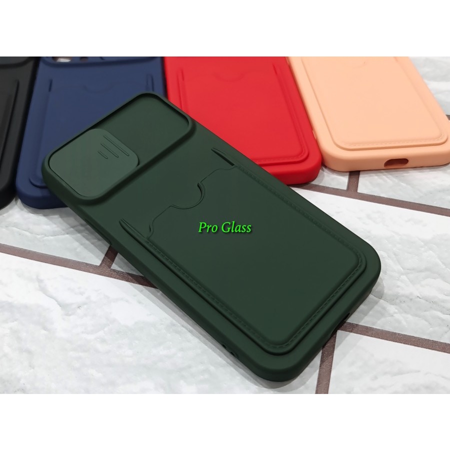 C128 Iphone 12 / 12 Pro / 12 Pro Max / 12 Mini Silicone Card Holder Case + Lens Cover