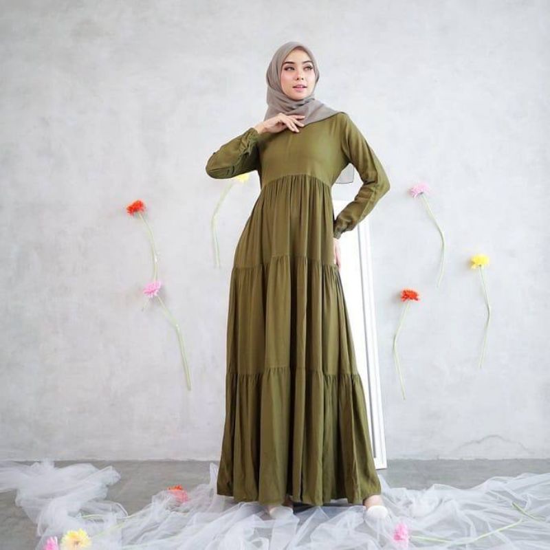 Hanum dress premium / dress polos / dress busui / gamis busui/ dress rayon/COD