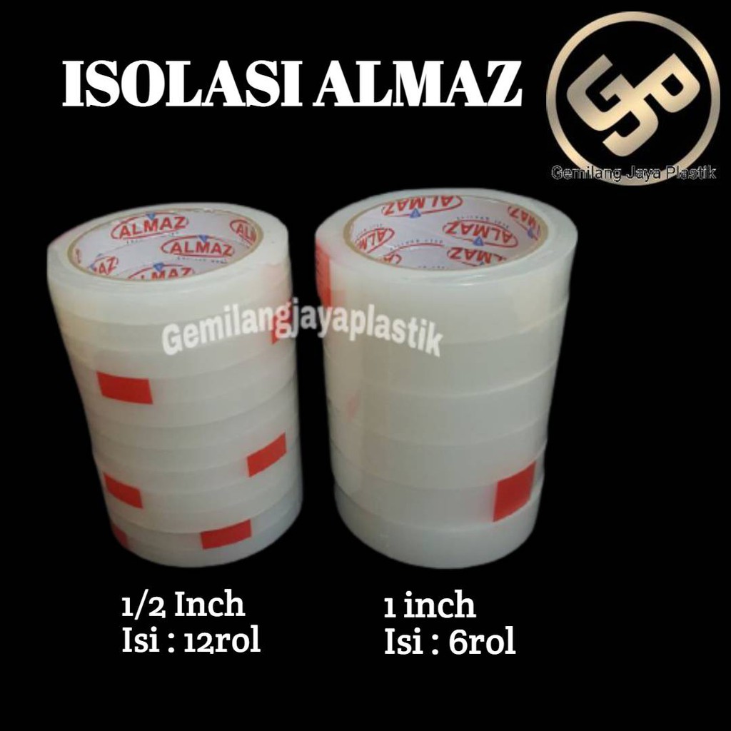 Per Slop Isi 6 Rol / Per Slop Isi 12 Rol Isolasi Bening 1 Inch Almaz dan 1/2Inch Almaz