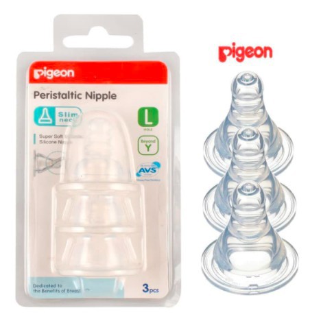 [PIGEON ULIR ISI 3] PigeonPeristaltic Nipple Standart Slim Neck Blister isi 3 - Dot Bayi