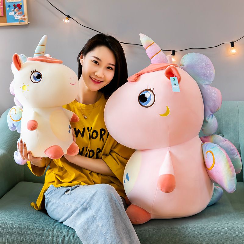 Unicorn Besar yang Dapat Dipeluk dengan Sayap Mainan Hewan Lembut Mewah