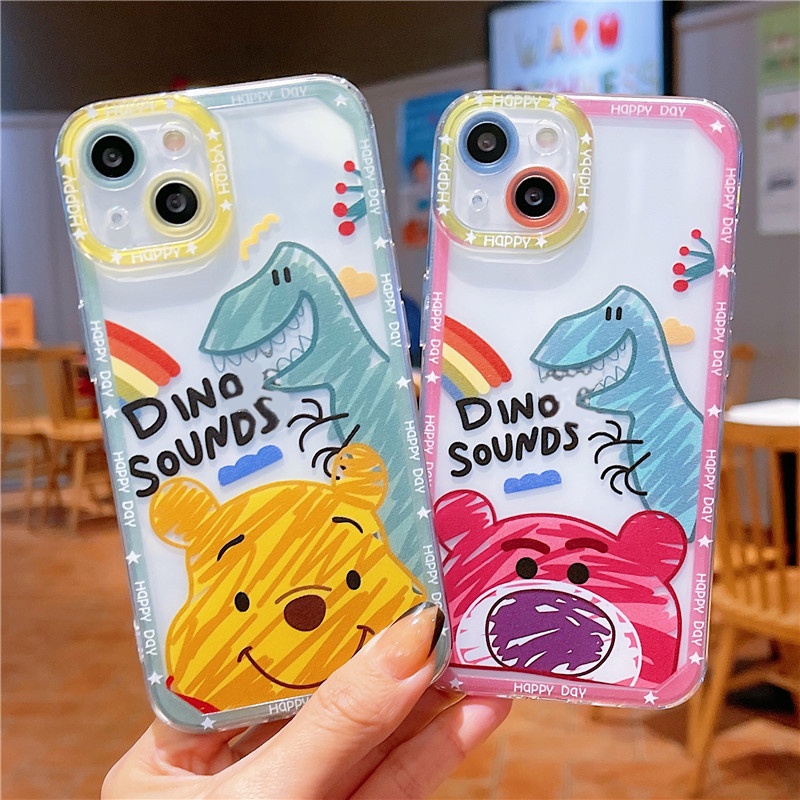 Soft Case TPU Transparan Motif Beruang Dinosaurus Untuk IPhone 13 12 Pro Max 11 XS XR X 8 7 6S Plus Mini