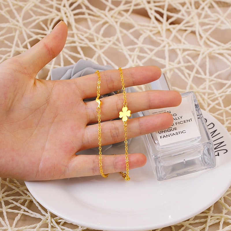 Perhiasan Gelang Kaki 24K Desain Bunga Simpel Elegan Dapat Disesuaikan Untuk Wanita