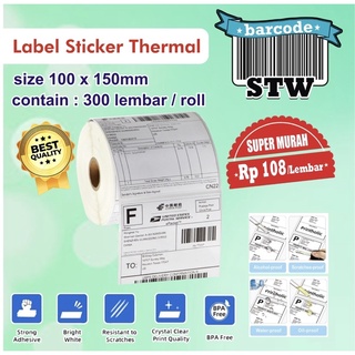 Label Sticker Thermal 100 x 150 Isi 300pcs & 250pcs Termurah