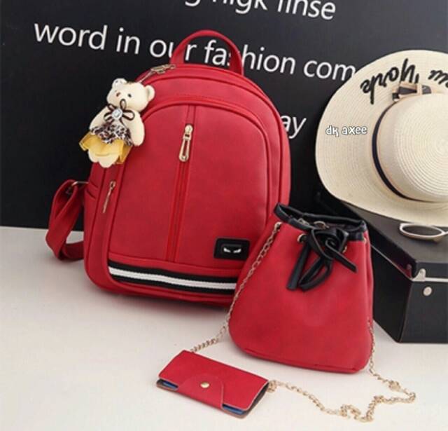 Backpack ziper tas ransel fashion cewek cantik