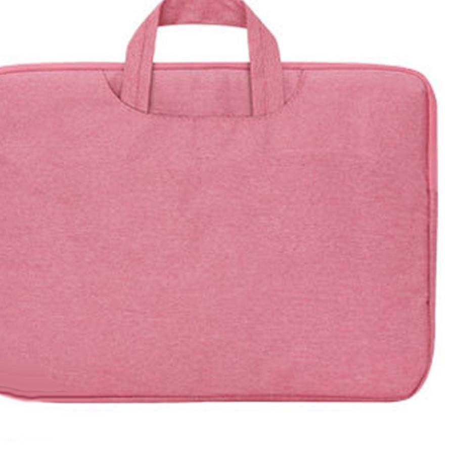 Tas Laptop Softcase Nylon Jinjing Zipper 15 inch pink