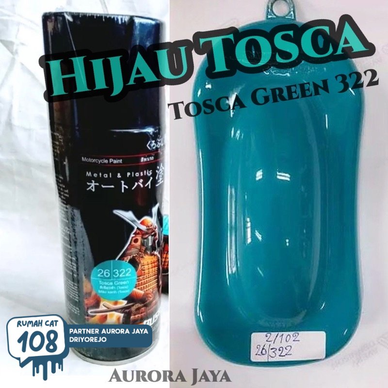 

Rumah Cat - Pilox Samurai Tosca Green 322 Hijau Toska Cat Pilok 400ml Tahan Bensin Rumah Cat Motor dan Mobil