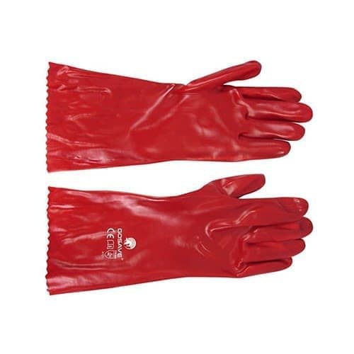 Sarung Tangan PVC Anti Kimia 14 Red PVC Gloves Chemical Karet 30 CM