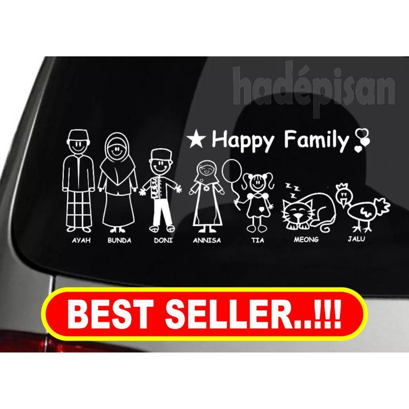 stiker cutting stiker kaca mobil happy family