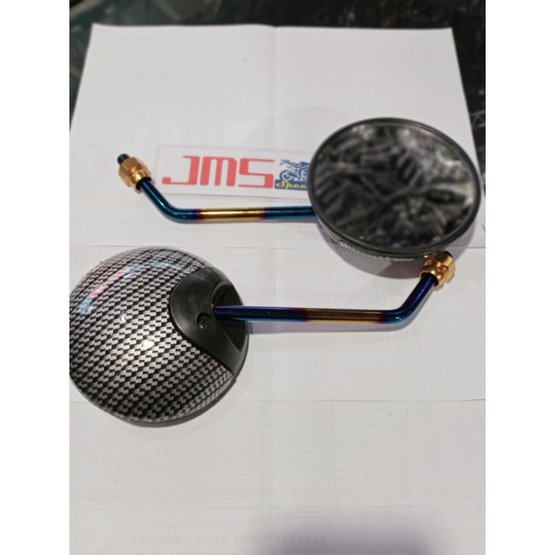 kaca spion carbon 2 tone two tone blue xxx bulat Yamaha dan Honda scoopy beat Vario Mio Mio m3 Fino