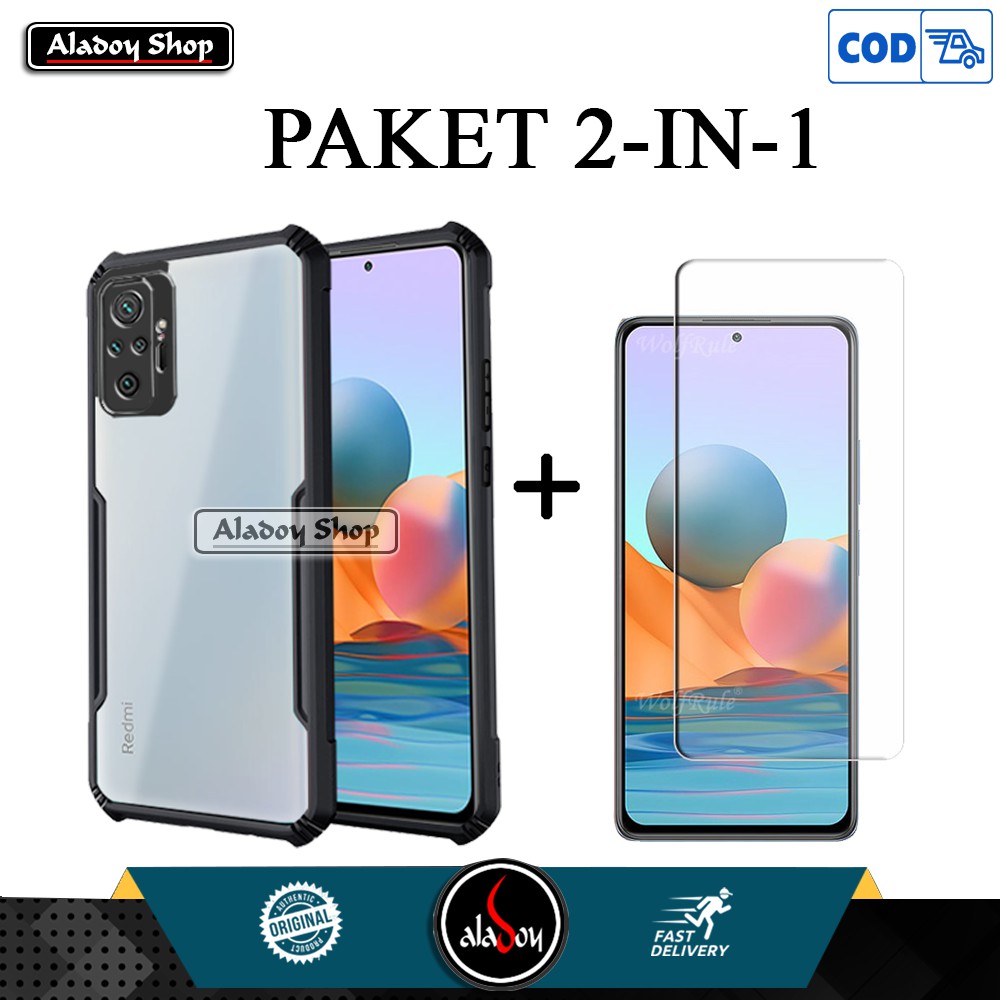 Case Xiaomi Redmi Note 10 Pro 2021 Transparent Casing + Tempered Glass Layar Clear