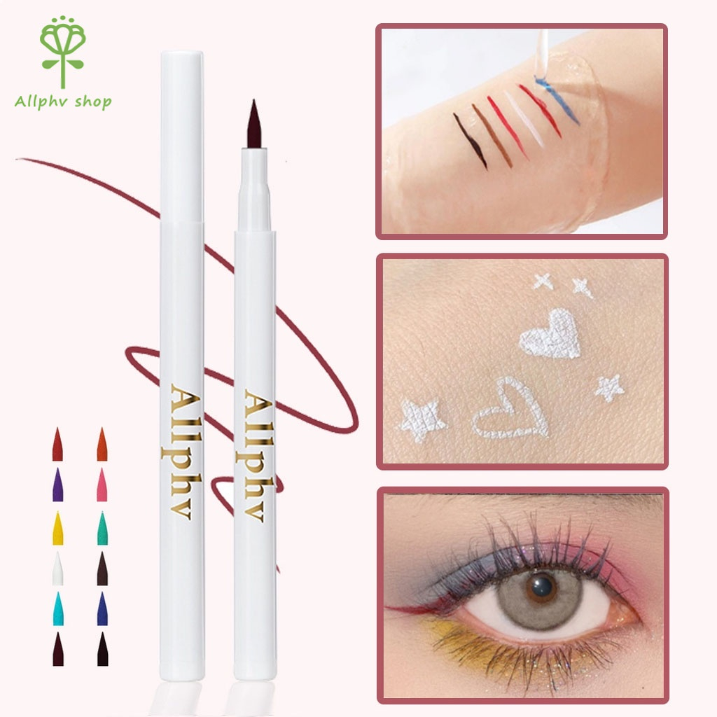 【Baru】ALLPHV Liquid Eyeliner 12 Color Waterproof Long Lasting Line Tattoo High Impact Eyeliner