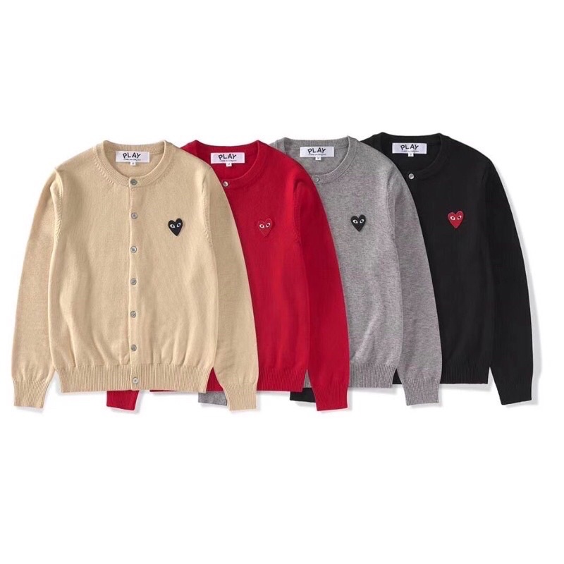 CDG PLAY cardigan comme des garcons love small logo embroidery bordir love heart taehyung sweater