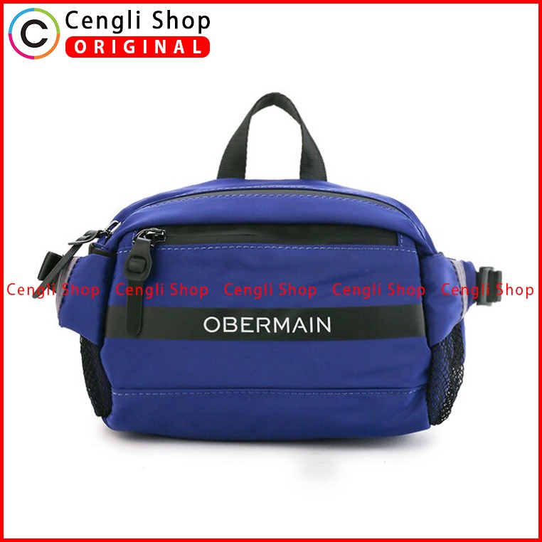 TAS SELEMPANG PINGGANG/DADA/BADAN PRIA OBERMAIN SLING WAIST/CHEST/BODY BAG ORIGINAL BIRU BLUE OM036