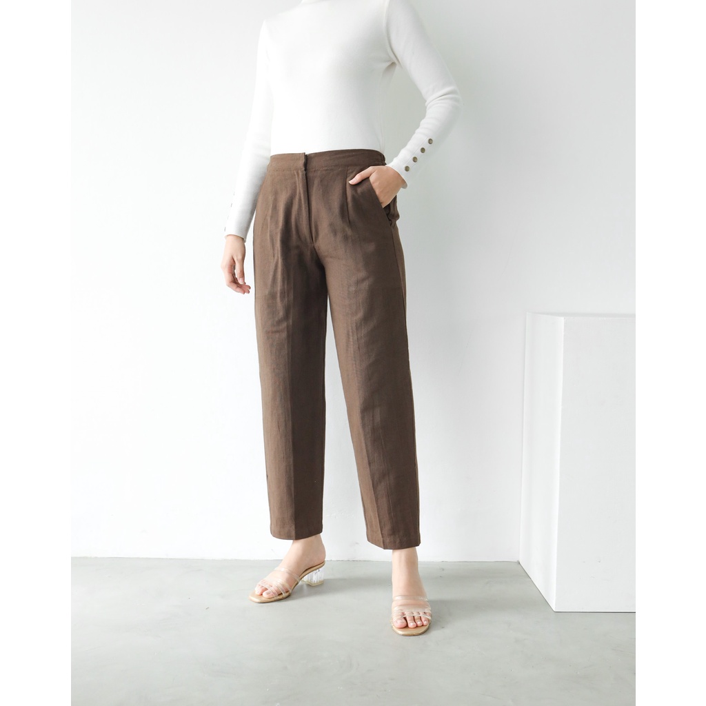Mayoutfit Shany Pants / Celana Kulot Linen S-XXL (Part 1)-COFFEE