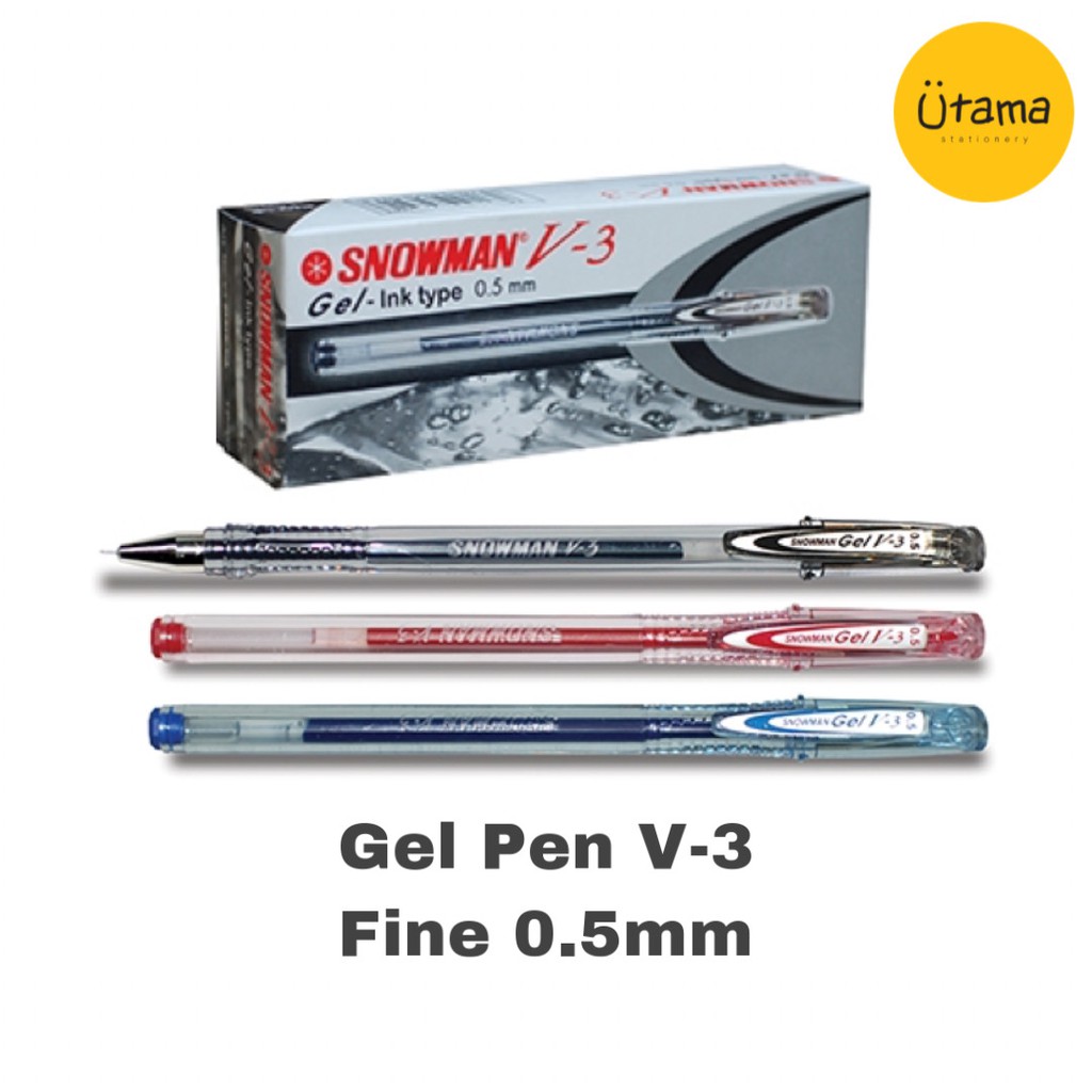 

Bolpen Snowman V-3 Gel-Ink (Hitam Biru Merah|0.5mm)/Ballpoint/Bolpoint/Pena/Ballpen/Pulpen
