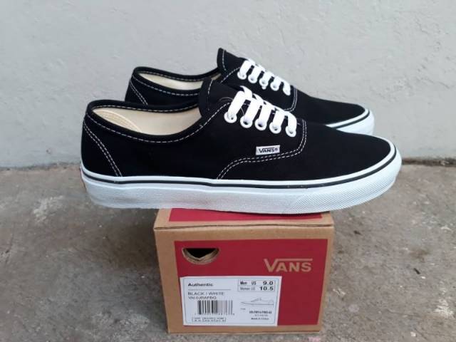 VANS AUTHENTIC CLASSIC BLACK WHITE UNISEX SEPATU VANS PREMIUM BNIB MADE IN CHINA WAFFLE DT