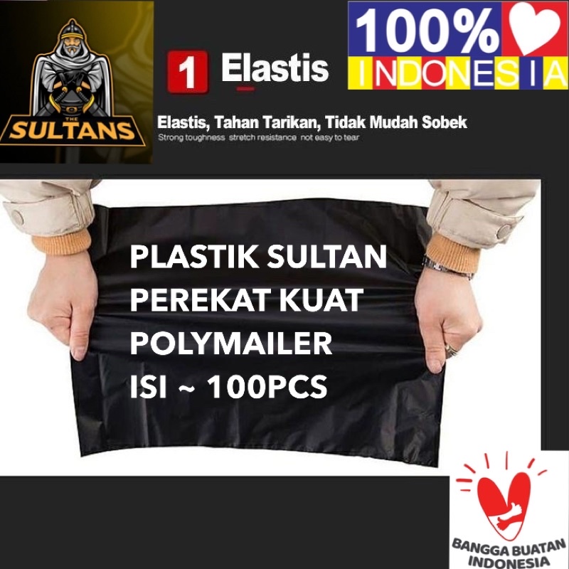 1PACK ISI 100PCS PLASTIK HITAM ONLINE SULTAN BAHAN POLYMAILER PEREKAT KUAT PAKET AMAN SETIAP SAAT