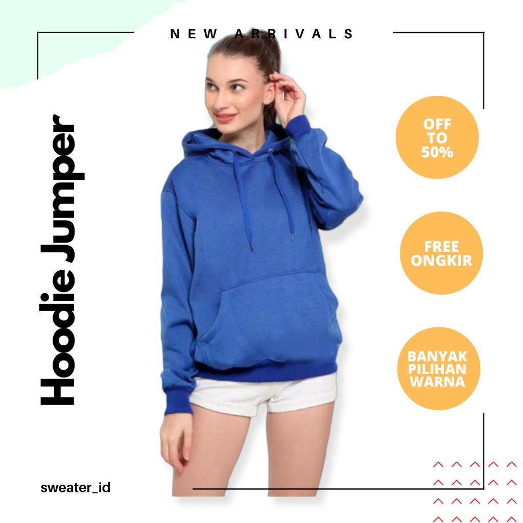 SWEATER_ID Hoodie Jumper Biru Benhur Polos Unisex