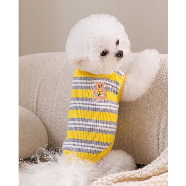 Premium knit doobee bear korea stripe tee