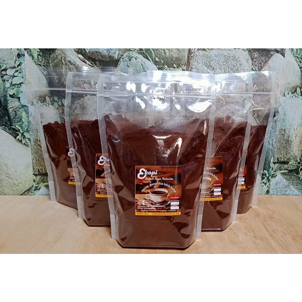 

Ekopi Dark Roast 250 gram Kemasan Standing Pouch, Bubuk Kopi Robusta Lampung