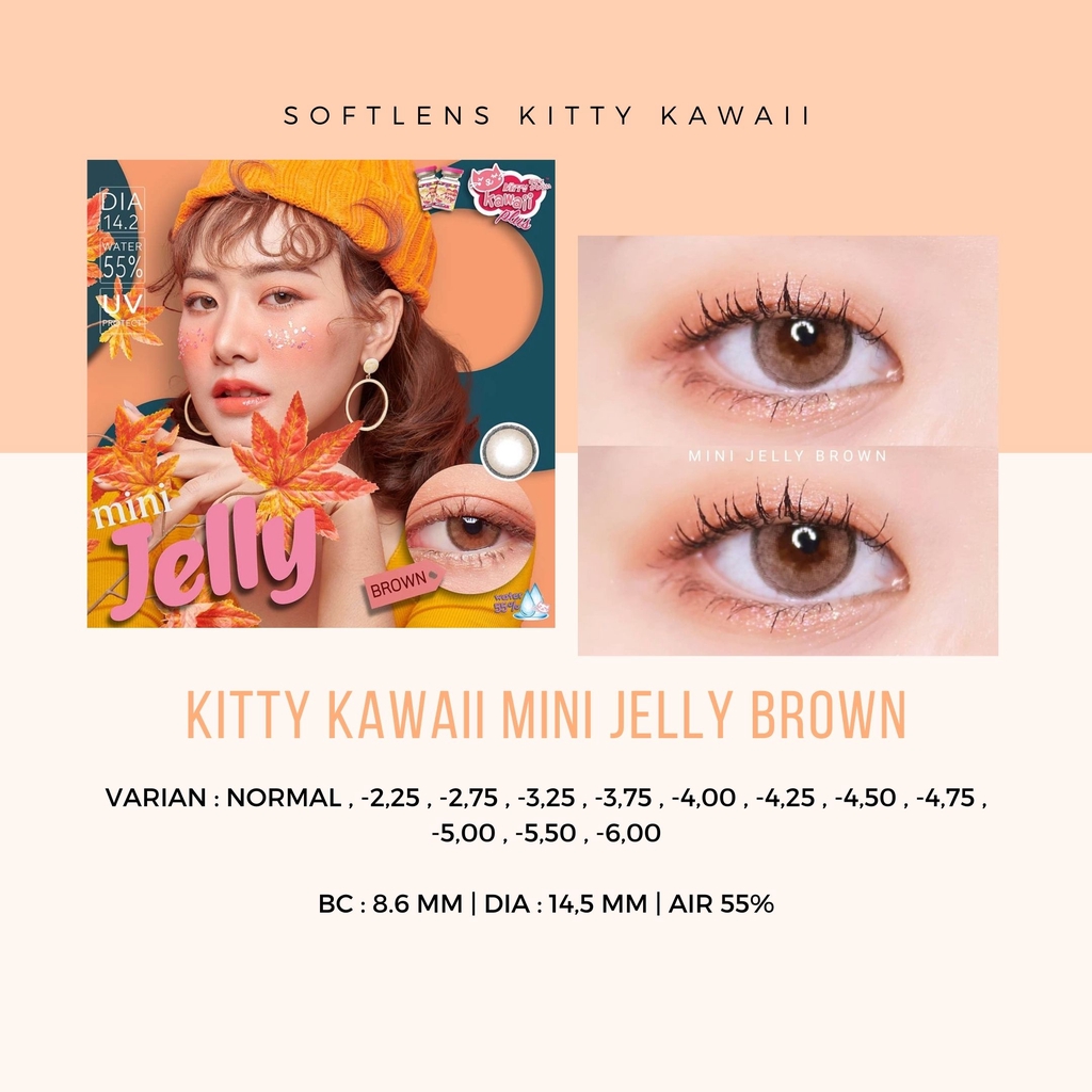 SOFTLENS KITTY KAWAII MINI JELLY BROWN -NORMAL / MINUS / SOFTLENS MATA / LENSA MATA