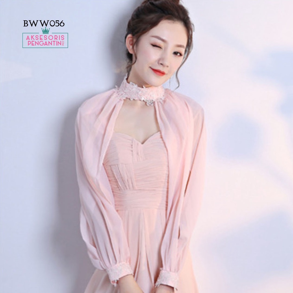 [BISA COD] CARDIGAN PESTA BOLERO WEDDING PINK KOREA ASESORIS PENGANTIN BWW056