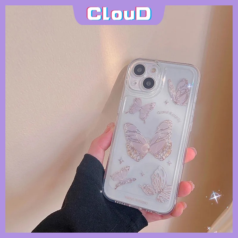 IPHONE Casing Ponsel Bening Kompatibel Untuk Iphone7 8 Plus 13 11 12 14 Pro MAX 6 6s 7Plus 8Plus XR X XS MAX Fantasy Butterfly Angel Eyes Pelindung Kamera Tahan Guncangan Penutup Belakang Transparan