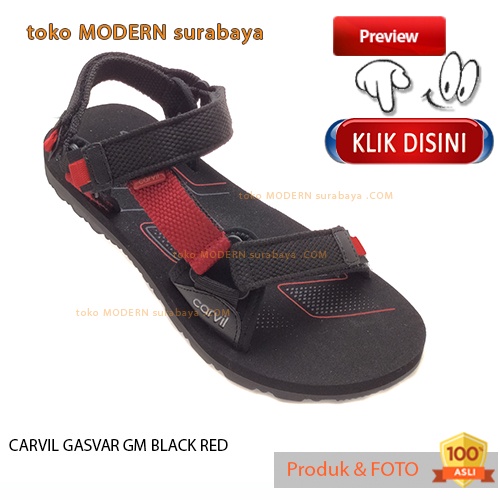 CARVIL GASVAR GM BLACK RED sandal pria casual sandal gunung slide