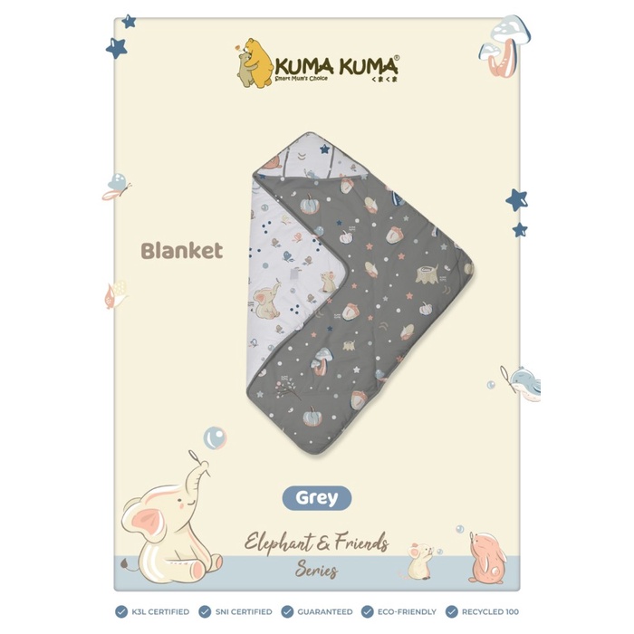 Kuma Kuma Blanket - Elephant &amp; Friends Series