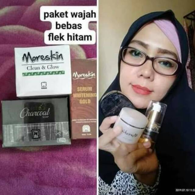 PAKET GLOWING MORESKIN BEBAS FLEK HITAM KOMPLIT, NASA