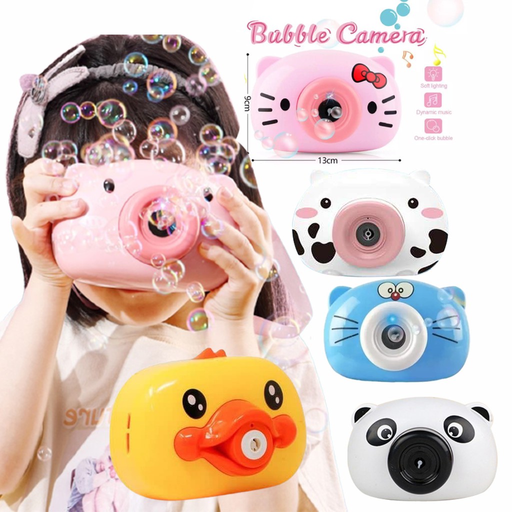 Mainan Bubble Anak Kamera Gelembung Busa Sabun Bubble Camera Lampu Dan Musik