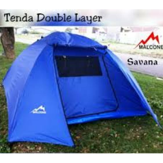 TENDA DOME CAMPING DOUBLE LAYER KAP 4 ORANG SAVANA MALCONE WATERPROOF TENDA KEMAH KEMPING MENDAKI