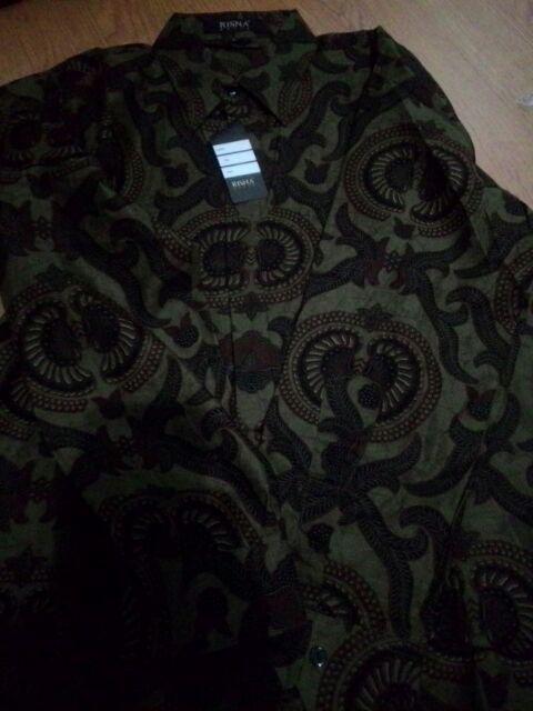Risna Batik Krb Daun Kelapa Biru Kemeja Batik