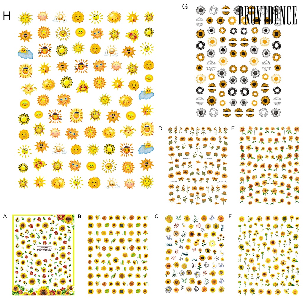 Providence Nail Sticker Sunflower Shape 3D Effect Ultra Thin Blossom Floral Nail Art Water Decals for Female