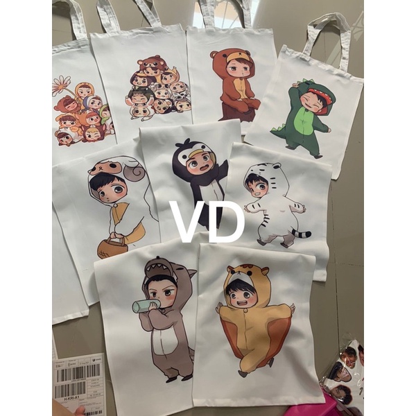 TOTE BAG BAHAN KANVAS MOTIF exo chibi fanart / korean TOTEBAG / TAS BELANJA