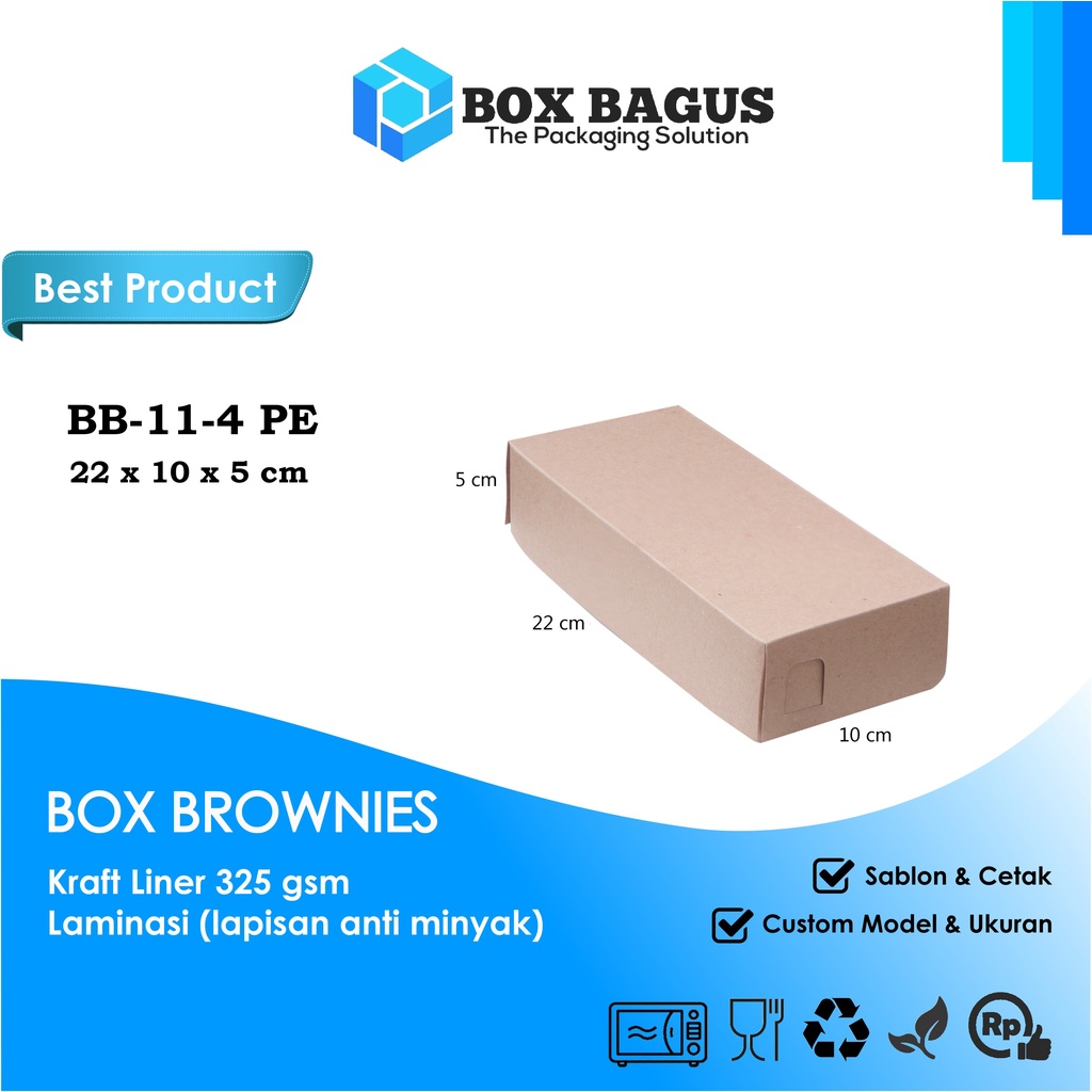 BOX DUS 22x10x5 KRAFT 325 GSM LAMINASI - KOTAK HAMPERS BROWNIES BOLEN KUE ROTI SNACK