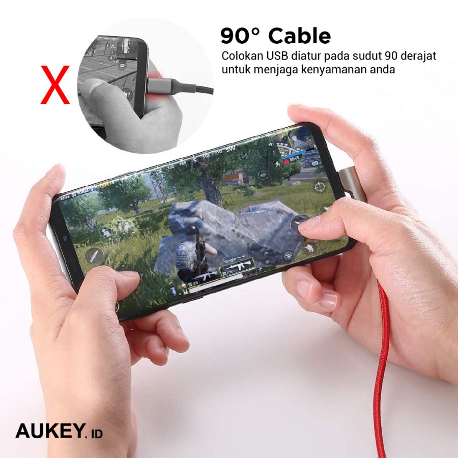 Kabel Charger Aukey CB-CMD38 USB C to C Braided Nylon - 500974