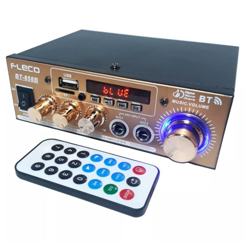 Amplifier Subwoofer Fleco 858B Original Amplifier Bluetooth Karaoke Mp3 Player Radio Power Amplifier