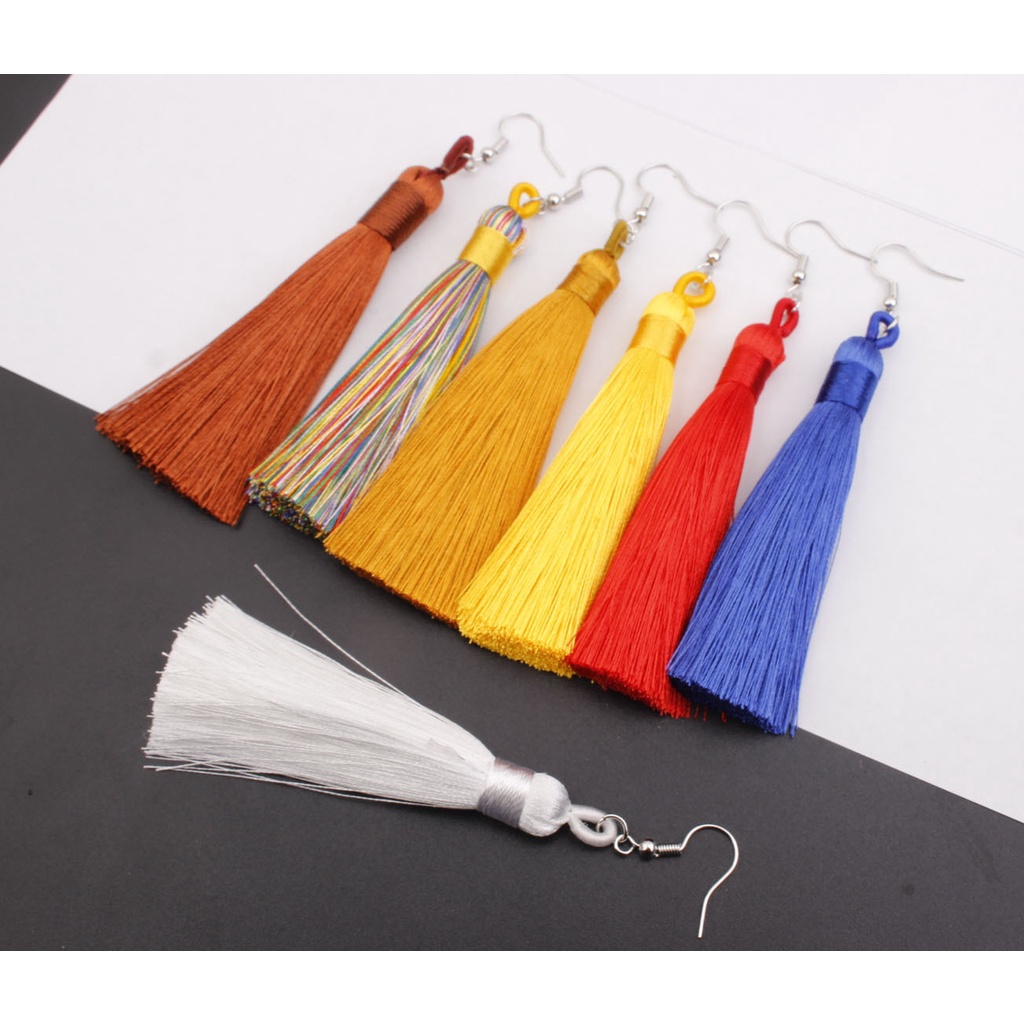 Panjang fringe anting bohemian warna-warni rumbai anting-anting Eropa dan Amerika berlebihan merek t