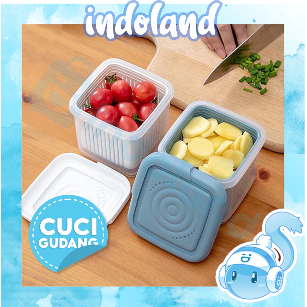 ☀ INDOLAND ☀ Food Container Kotak Tempat Makan Toples Plastik Saringan DC001