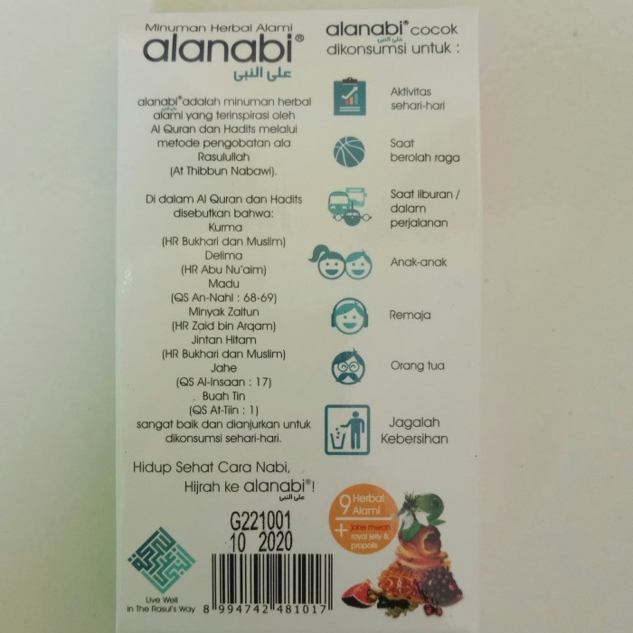 

tradisional-minuman- minuman herbal alanabi thibbun nabawy untuk mual masuk angin -minuman-