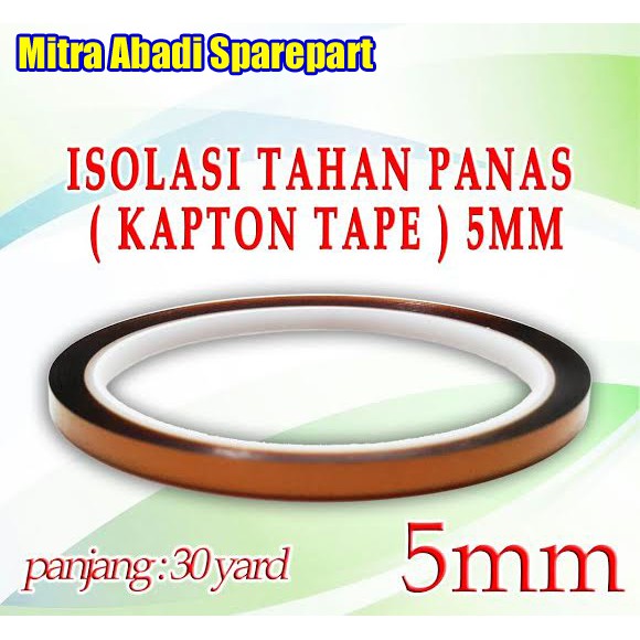 

Isolasi Tahan Panas / Polyimide Tape / Kapton Tape 5mm 30 yard