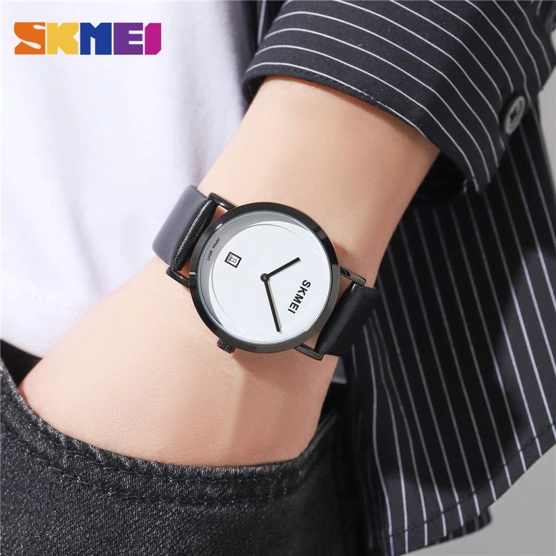 SKMEI 1907 Jam Tangan Wanita Pria Analog Tali Kulit Casual Watch WATCHKITE WKOS