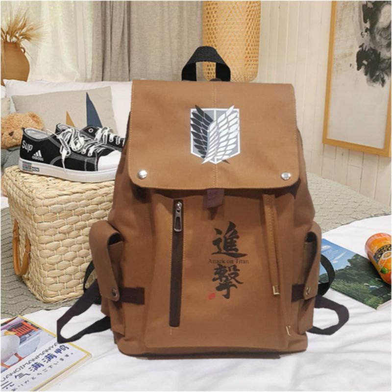 Ransel Anime Attack On Titan Tas Sekolah Unisex Anime Tas Levi Ackerman Eren Jeager Ransel Kanvas Tas Pria Wanita Durablebags