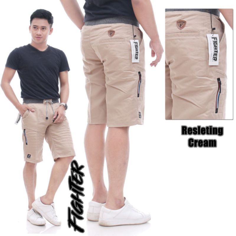 CELANA PENDEK CHINO TIKTOK FIGHTER PINGGANG KARET SIZE  27-38