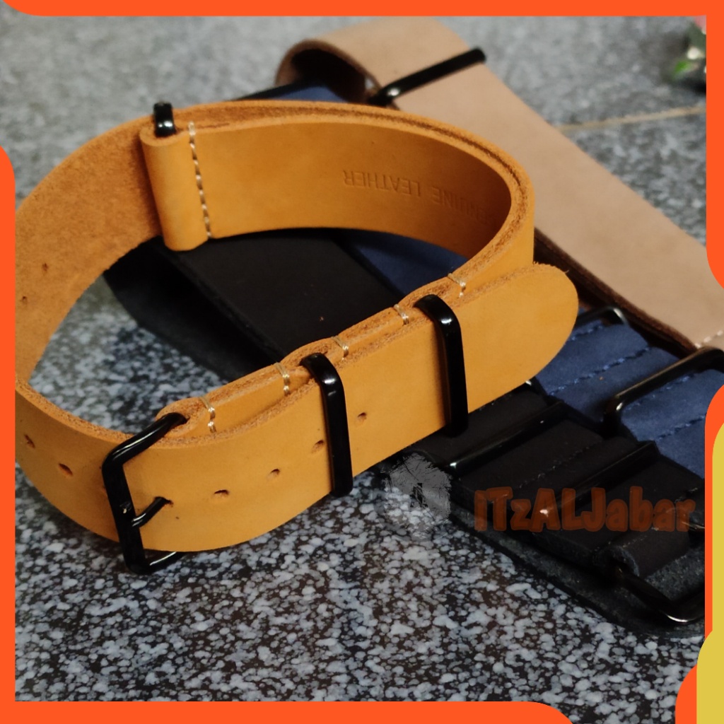 Tali jam tangan Nato 20mm 22mm Leather strap Tali jam Nato Kulit asli