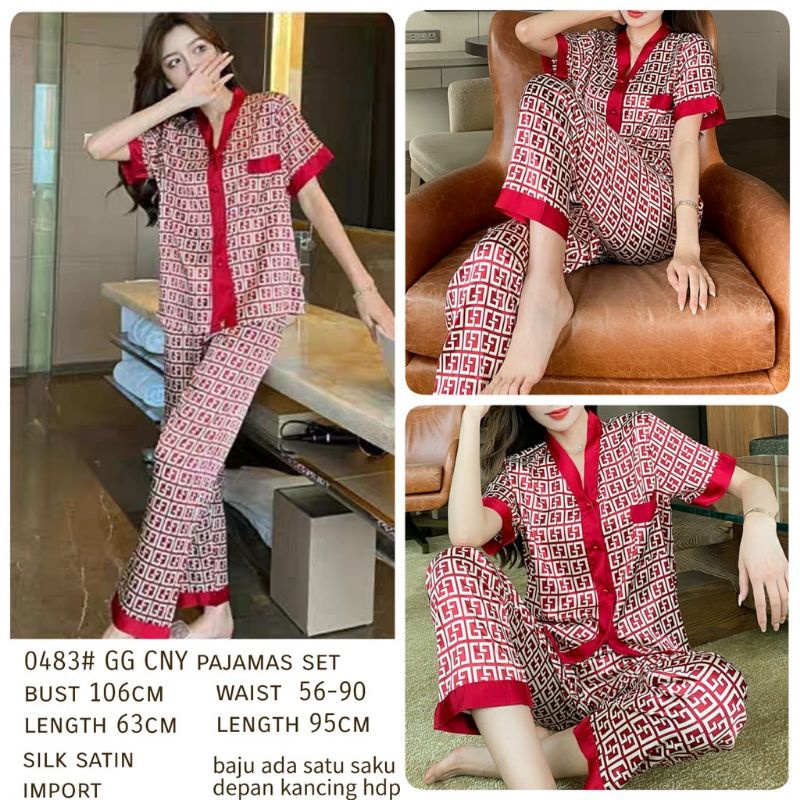 MDLV - 0483# Pjg GG CNY Pajamas Set Premium Baju Tidur Dewasa Set Pajamas Sincia Baju Imlek Set Pajamas Celana Panjang Fashion Import