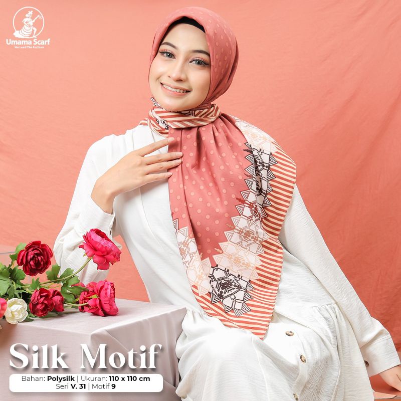 jilbab Umama Silk motif Olivia butter silk terbaru  original murah Hijab Segiempat Kerudung Segi Emp