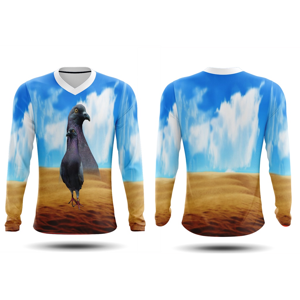 [Riashop] Kaos Jersey Merpati Lengan Panjang | Kaos Burung Merpati Kerah V